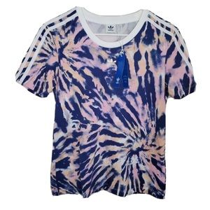 NWT Adidas Tie Dye Three Stripe Trefoil Tee Small